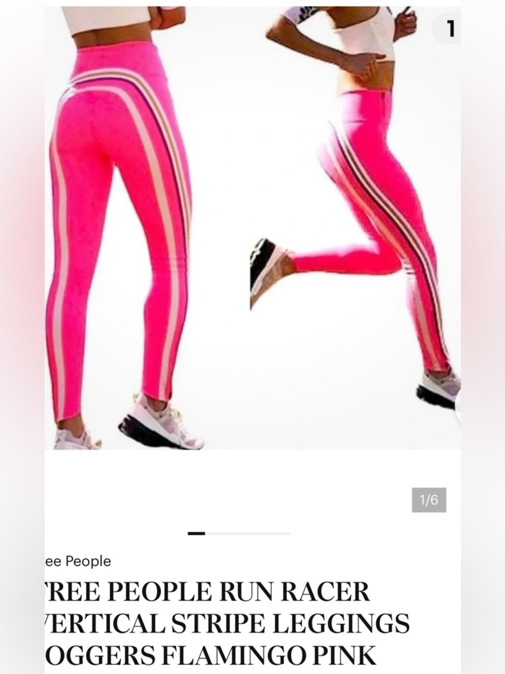 FREE PEOPLE RUN RACER VERTICAL STRIPE LEGGINGS JOGGERS FLAMINGO PINK MEDIUM